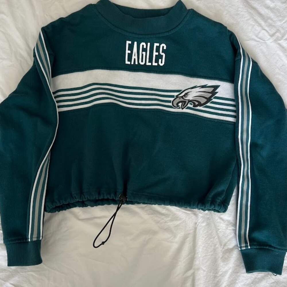Women NFL Tops NFL Eagles Cropped Sweatshirt, 60%Cotton 40% Polyester, Size S